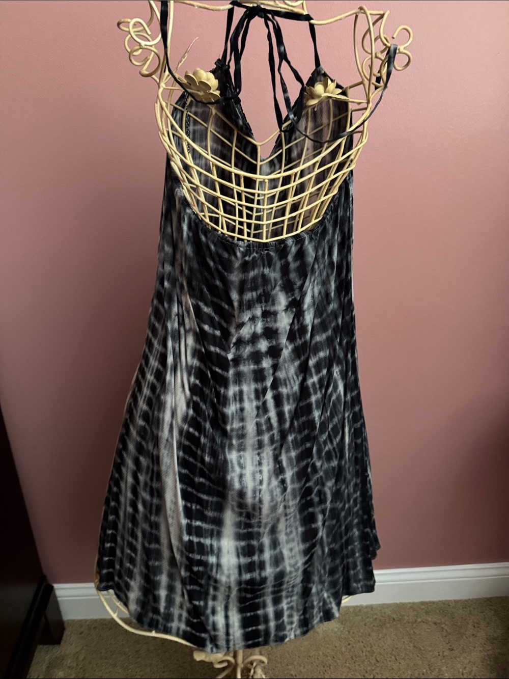 Sugar Lips Black White Tie-Dye Halter Dress - Size M - Picture 4 of 8